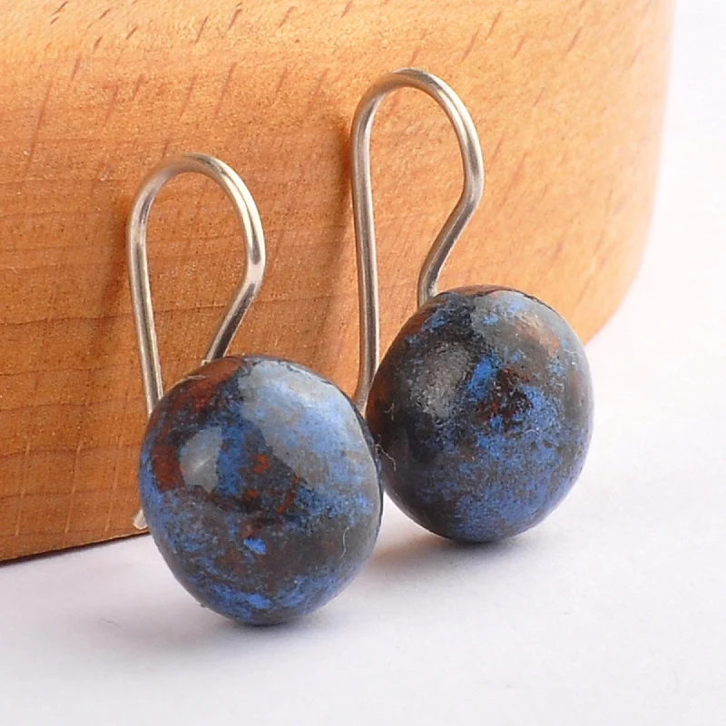 Sculptural bronze drop earrings for artistic bold dangles -Novica Handmade Dark Blue Moon Ceramic Drop Earrings