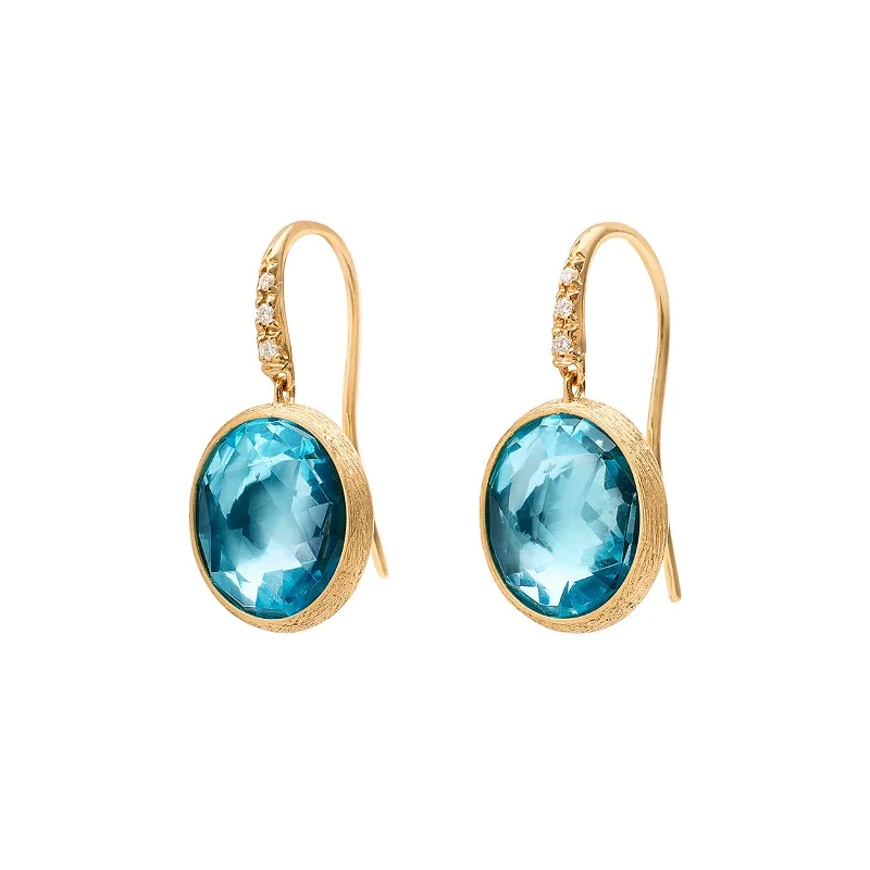 Bold ruby drop earrings adding fiery red flair -Jaipur Blue Topaz Drop Earrings with Diamonds