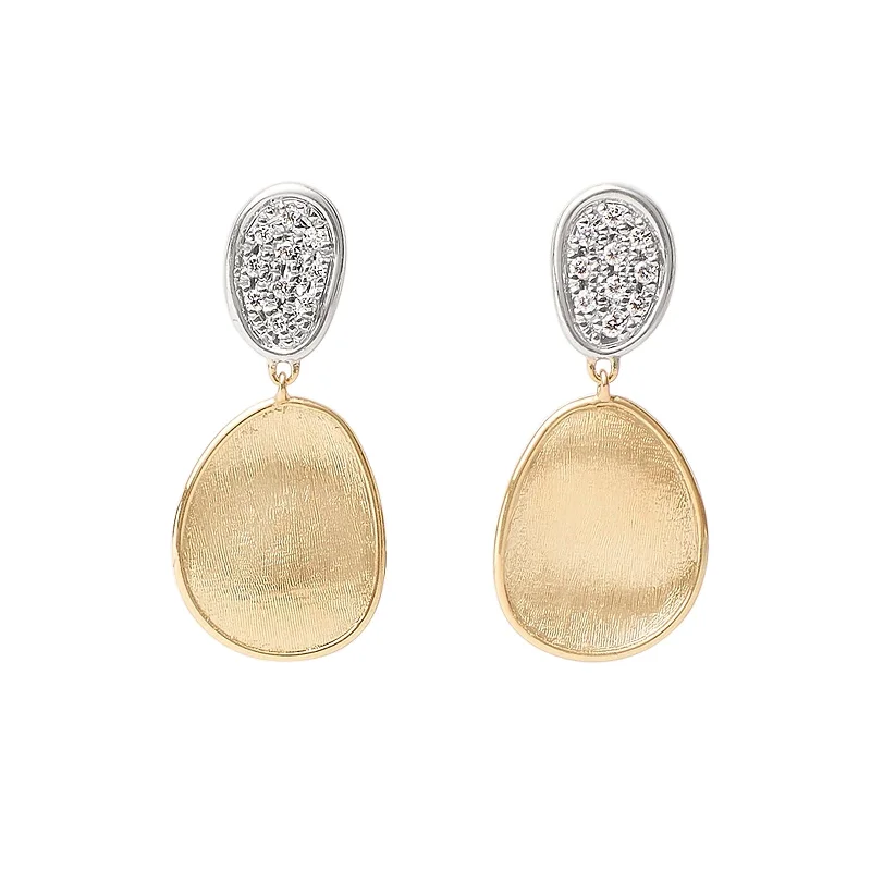 Subtle moonstone drop earrings for soft lunar elegance -Lunaria Double Drop Earrings With Diamonds (Small)