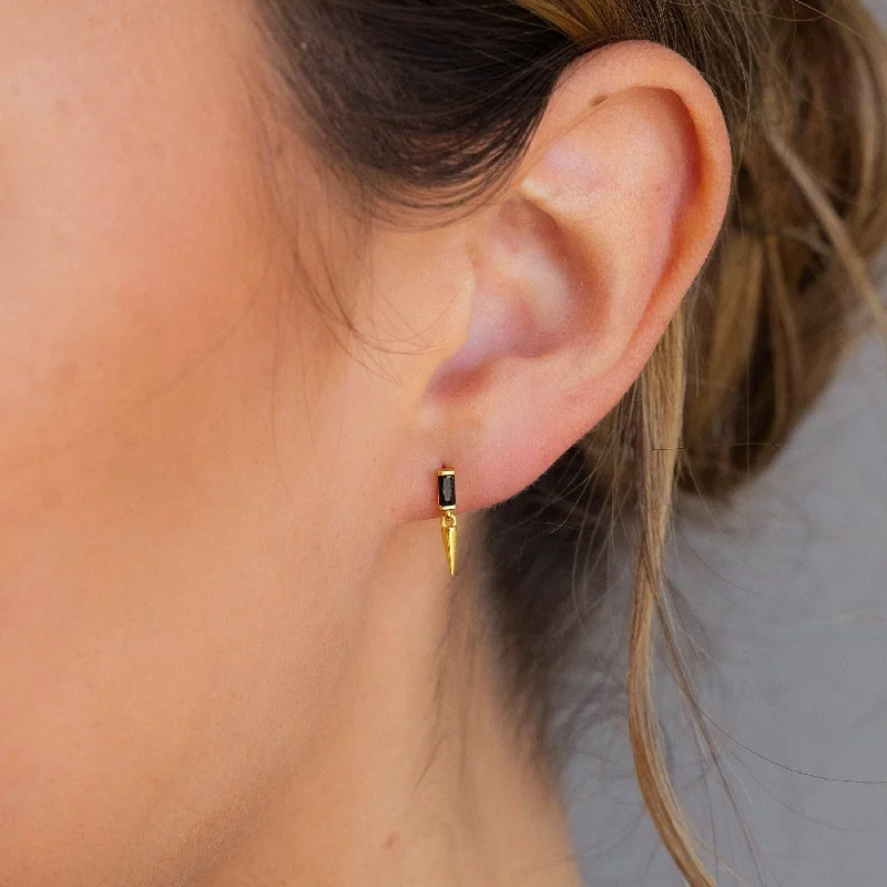 Classic trilogy drop earrings with three-stone elegance -Onyx Dagger Drop Earrings