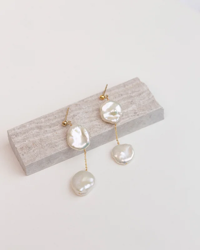 Sleek platinum drop earrings for luxurious subtle shine -Organic Pearl Drop Earrings