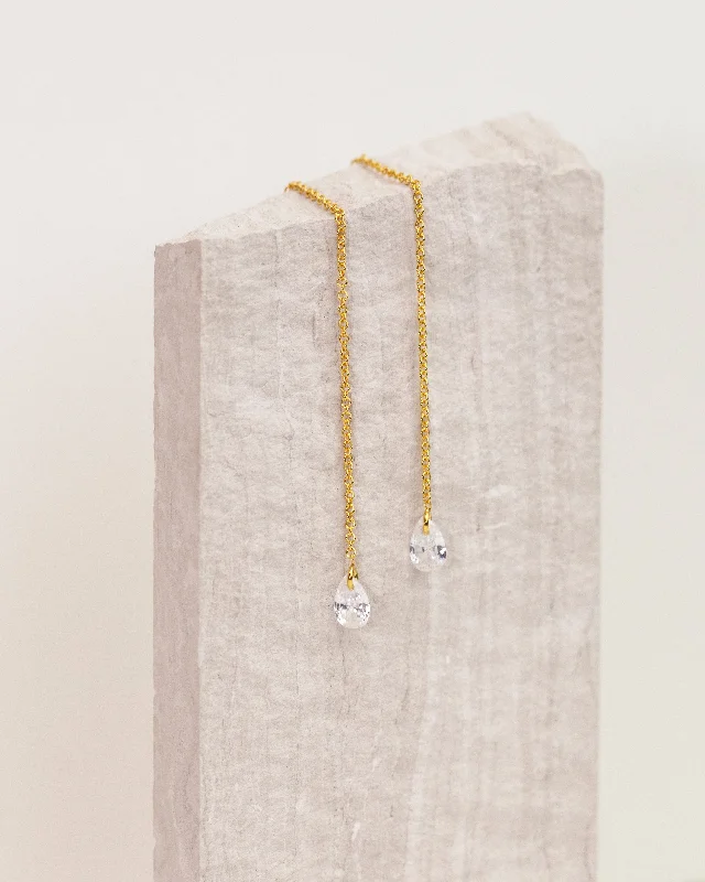 Classic hoop drop earrings combining dangles with circles -Pear CZ Drop Earrings