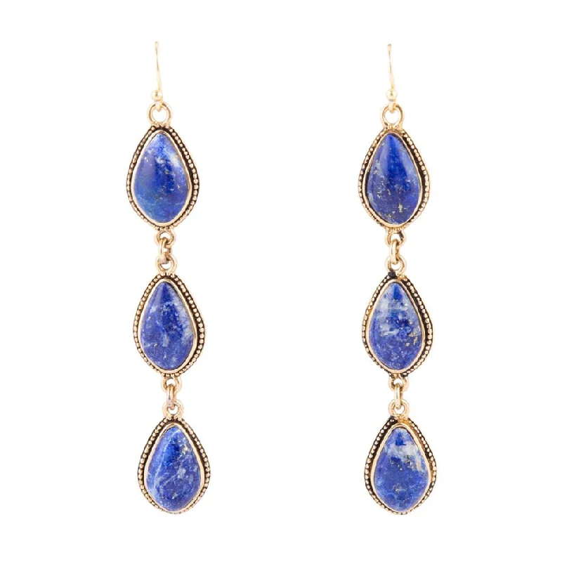 Elegant diamond drop earrings for timeless evening glamour -Persian Blue Lapis Drop Earrings