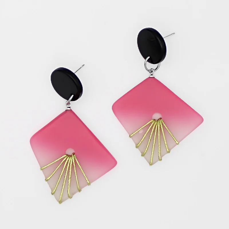 Subtle moonstone drop earrings for soft lunar elegance -Pink and Gold Thalia Drop Earrings