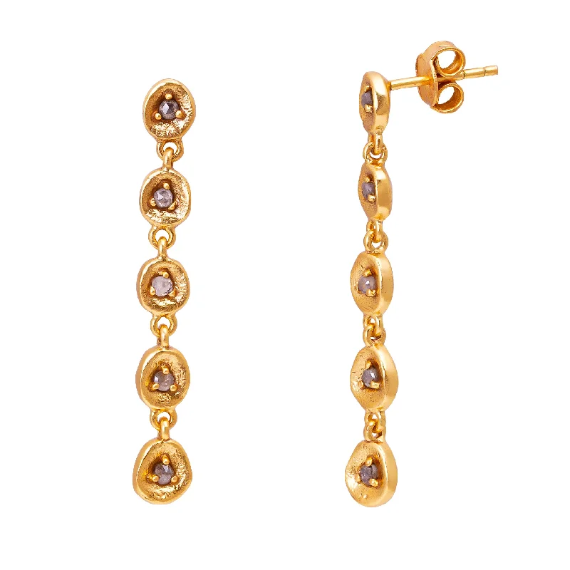 Hand-carved drop earrings featuring unique stone dangles -Polki Diamond Gold Drop Earrings