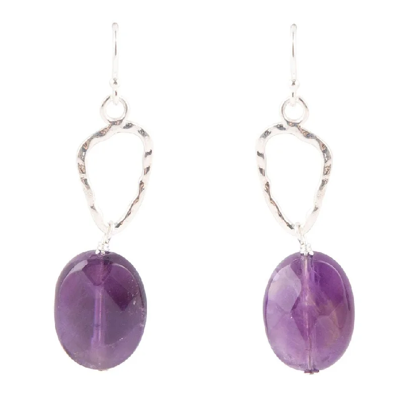 Radiant morganite drop earrings in soft blushing tones -Amethyst and Sterling Silver Drop Earrings