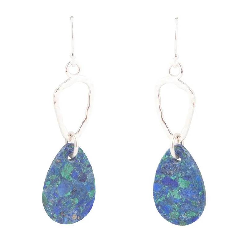 Durable steel drop earrings for tough everyday shine -Azurite and Sterling Silver Drop Earrings