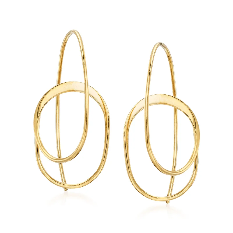 Intricate pave drop earrings glittering with tiny gems -Ross-Simons 14kt Yellow Gold Curled Wire Drop Earrings