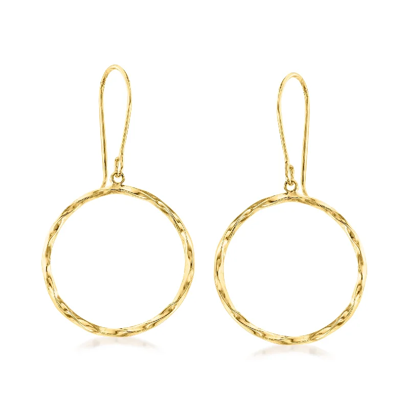 Organic shell drop earrings evoking coastal elegance -Ross-Simons 14kt Yellow Gold Open-Circle Drop Earrings