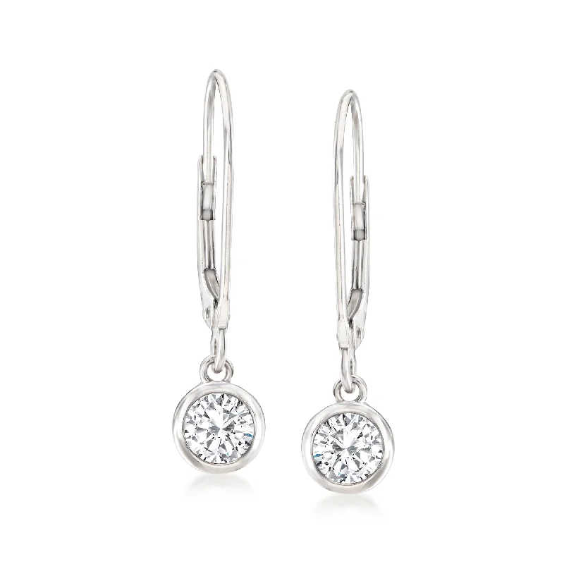 Minimalist chain drop earrings for sleek modern style -Ross-Simons Bezel-Set Diamond Drop Earrings in Platinum