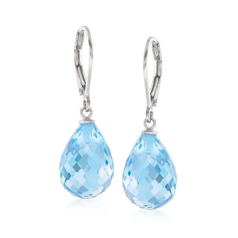 Elegant diamond drop earrings for timeless evening glamour -Ross-Simons Blue Topaz Drop Earrings in Sterling Silver