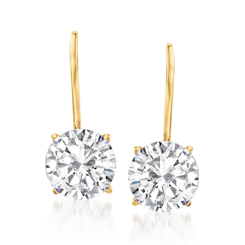 Durable steel drop earrings for tough everyday shine -Ross-Simons CZ Drop Earrings in 14kt Yellow Gold