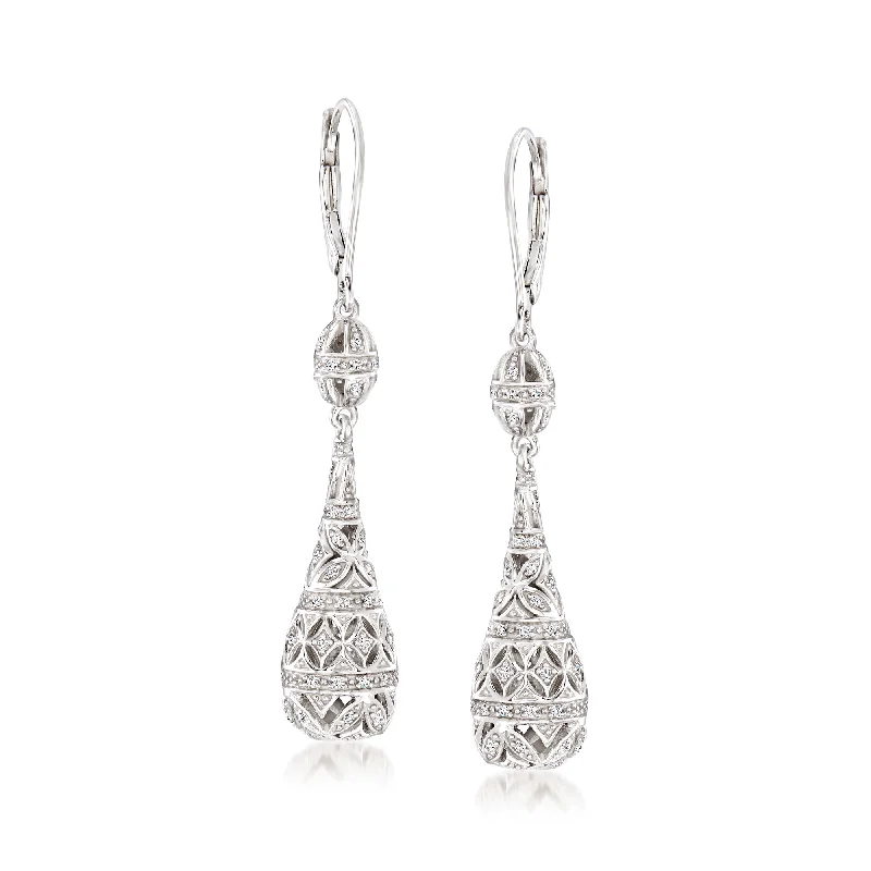 Sunny coral drop earrings for vibrant tropical flair -Ross-Simons Diamond Teardrop Earrings in Sterling Silver