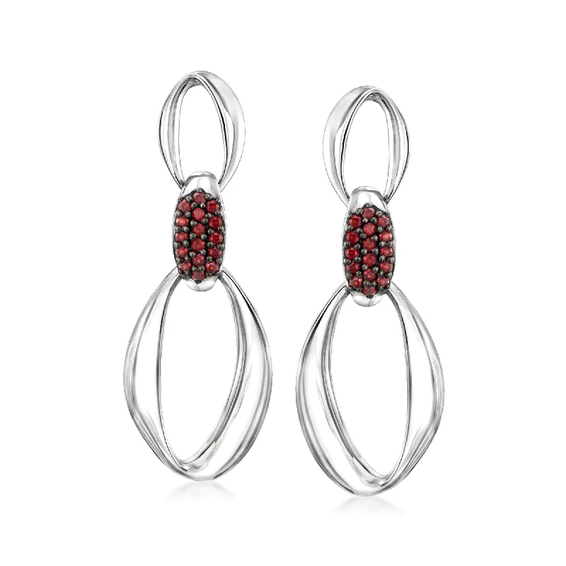 Sleek infinity drop earrings symbolizing endless style -Ross-Simons Garnet Convertible Drop Earrings in Sterling Silver