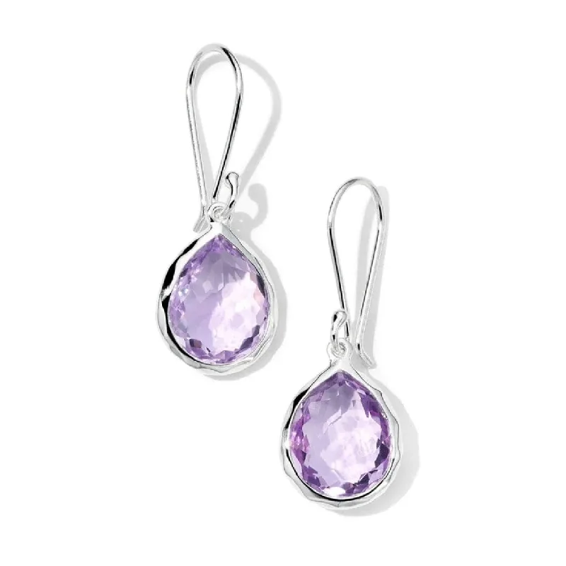 Dazzling emerald drop earrings swaying with green sparkle -Amethyst Rock Candy Teardrop Earrings, Small