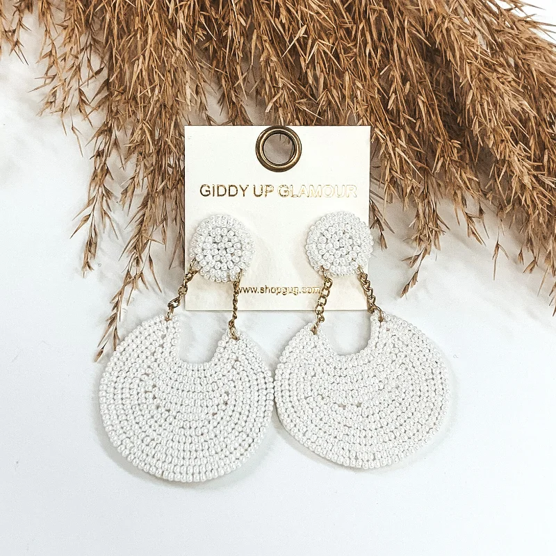 Delicate chain drop earrings with tiny gem accents -Mini Pure Perfection Seed Bead 2 Tiered Drop Earrings in White