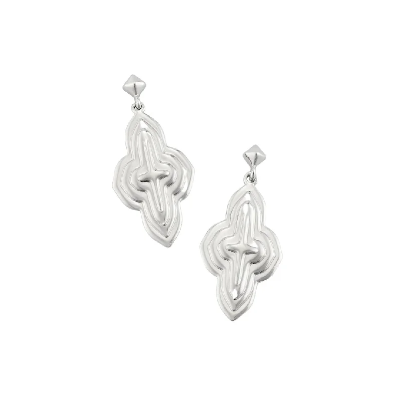 Soft velvet drop earrings offering cozy winter texture -Silver Abbie Metal Drop Earrings by Kendra Scott