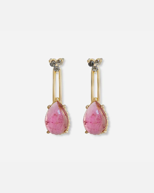 Warm amber drop earrings glowing with fossilized charm -Skull / Tourmaline and Black Diamond Drop Earrings