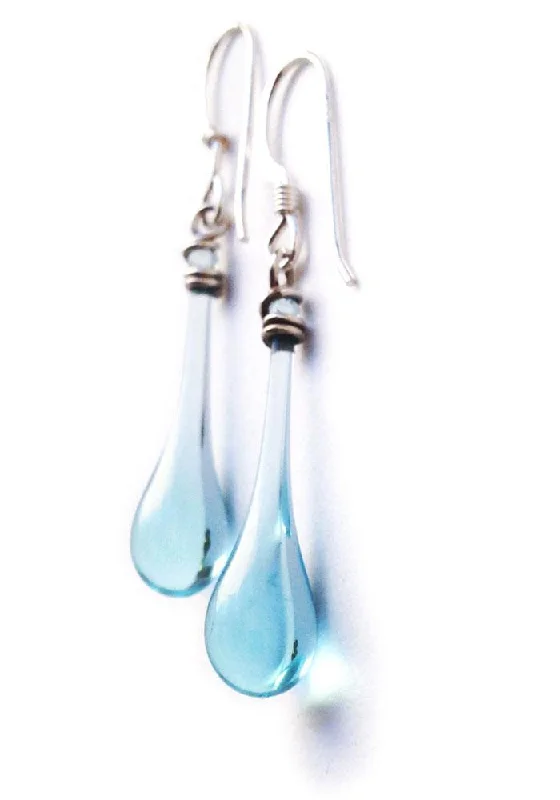 Polished rosewood drop earrings blending organic and chic -Solaris Glass Teardrop Earrings