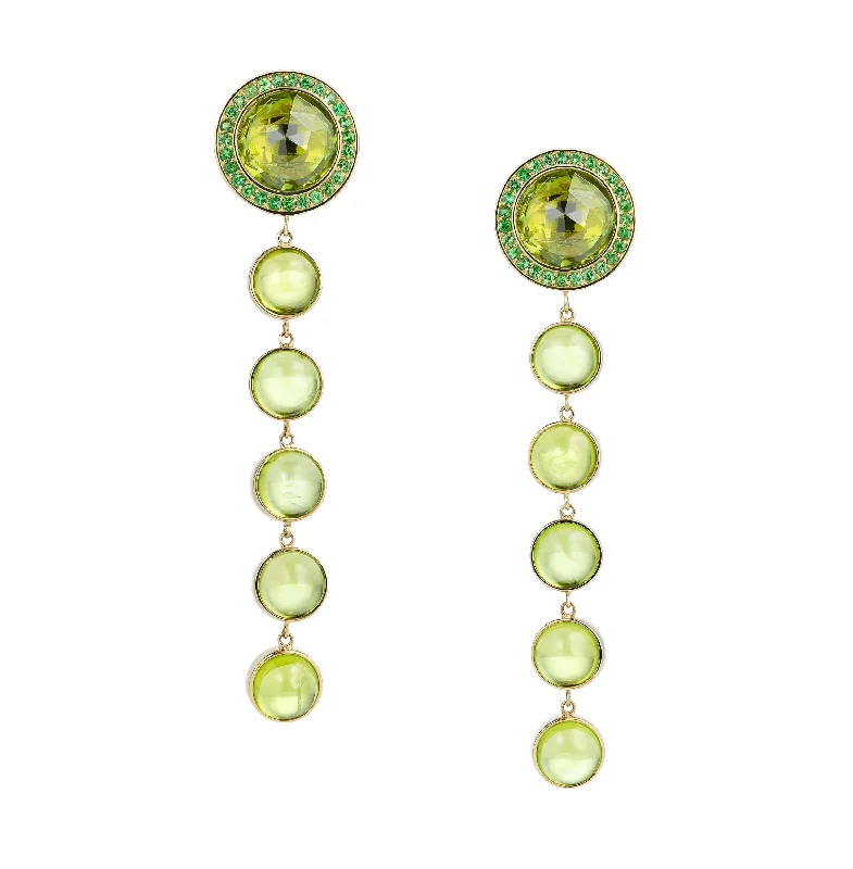 Sculpted silver drop earrings with abstract dangling shapes -Stena Peridot Drop Earrings