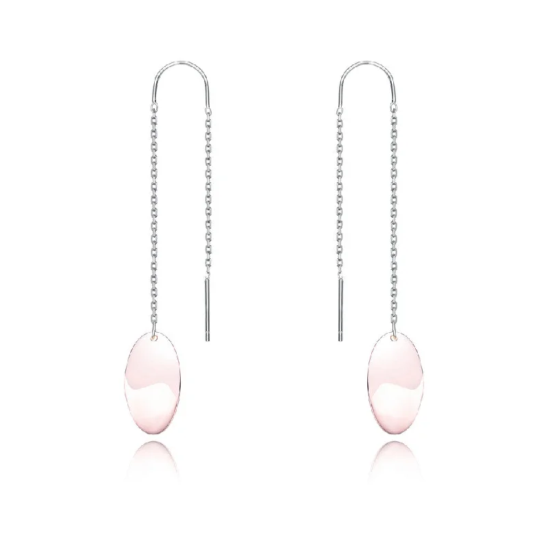 Ethereal moonstone drop earrings with mystical lunar glow -Sterling silver Rose Gold Plated Cubic Zirconia Drop Earrings