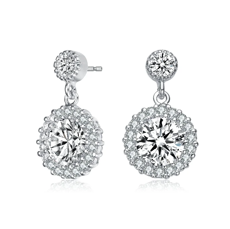 Classic claw drop earrings securing gems with elegance -Antoinette Round Stud Drop Earrings