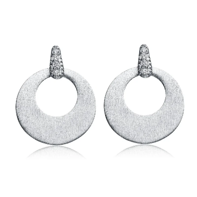 Affordable silver drop earrings perfect for daily wear -Sterling Silver Cubic Zirconia Circle Drop Earrings