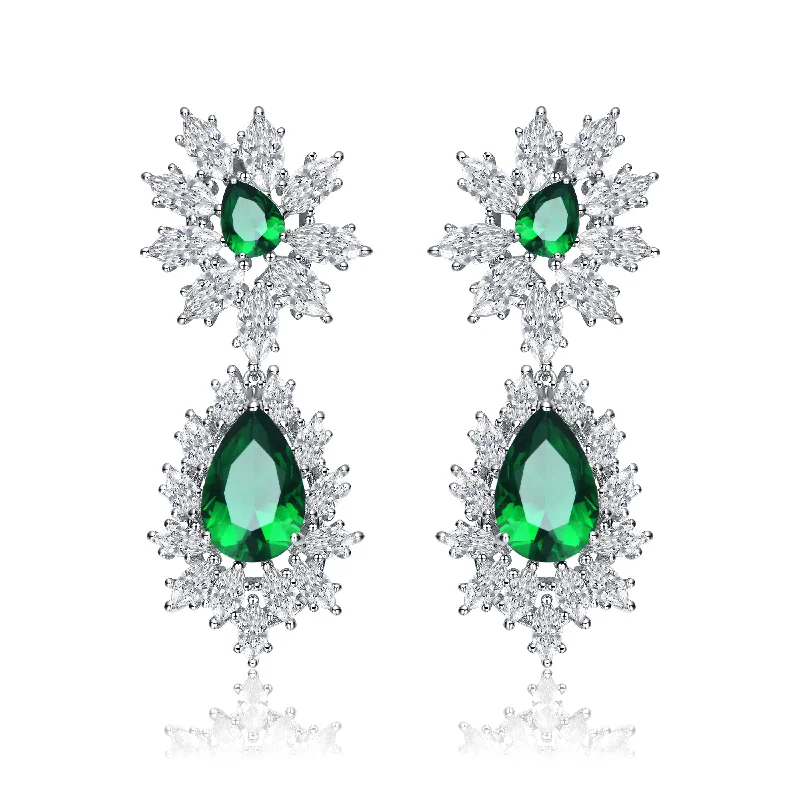 Shimmering topaz drop earrings dangling in icy blue -Antoinette Soleil Green Drop Earrings