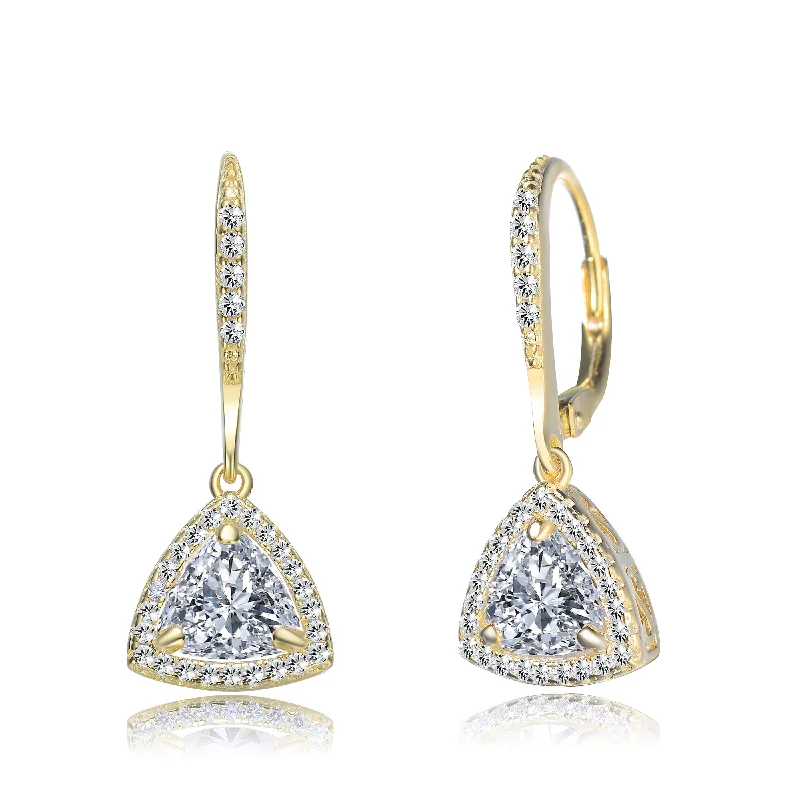 Sunny topaz drop earrings for crisp clear sparkle -Sterling Silver with Gold Plated and Cubic Zirconia Drop Earrings