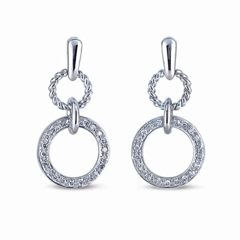 Simple teardrop drop earrings for understated chic appeal -STERLING SILVER DROP EARRINGS WITH CZ STONES