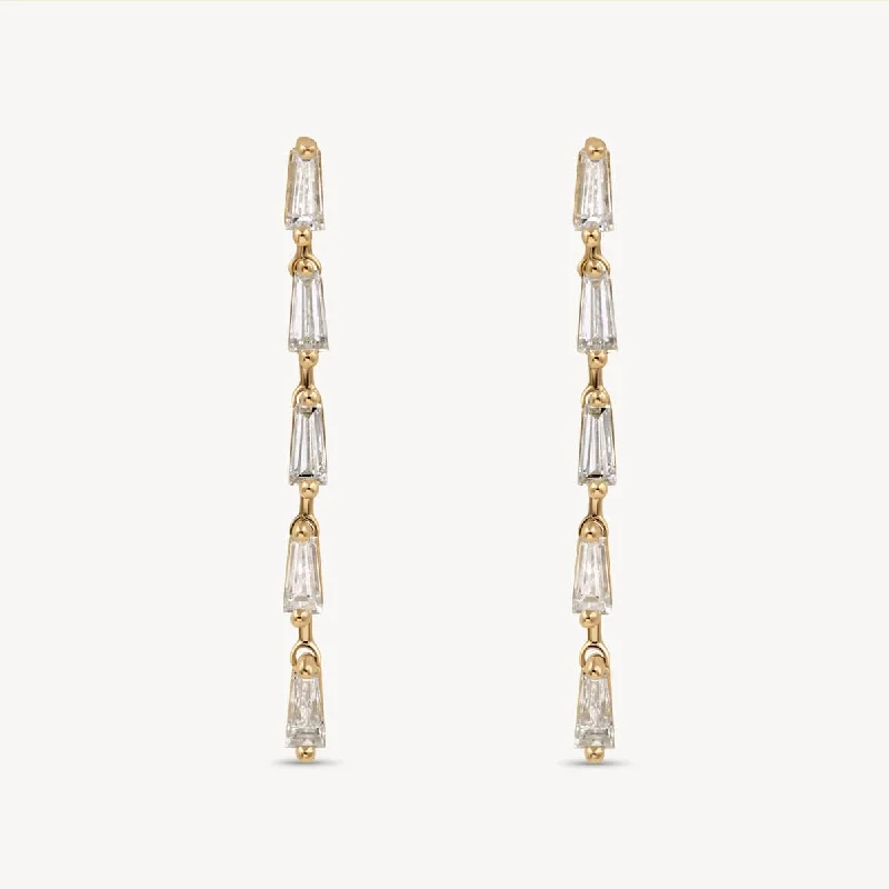 Sparkling zircon drop earrings mimicking diamond brilliance -Tapered Baguette Drop Earrings