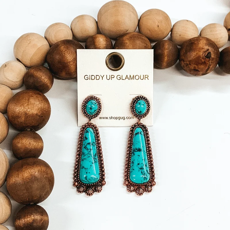 Organic agate drop earrings with natural banded patterns -Tennessee Travels Drop Earrings in Copper Tone and Turquoise