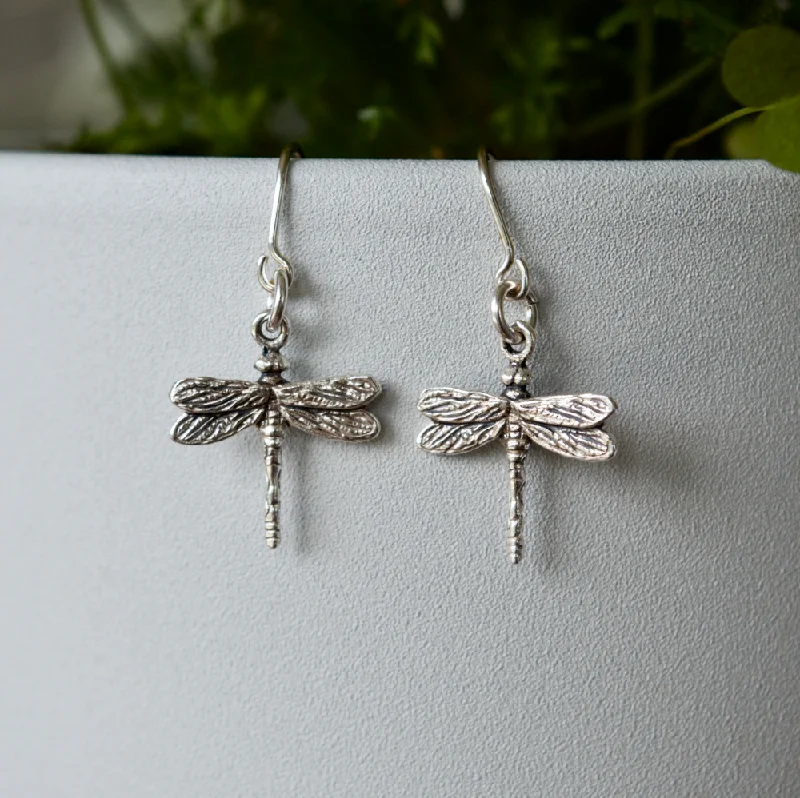 Rose gold drop earrings blending warmth and elegance -Tiny Dragonfly Drop Earrings