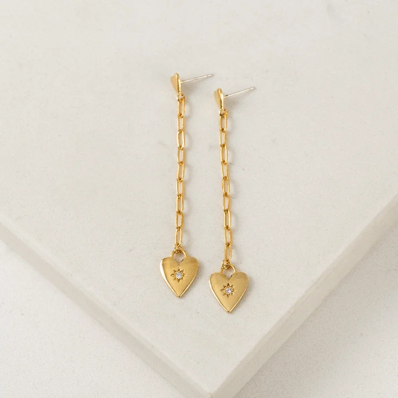 Sleek infinity drop earrings symbolizing endless style -Verona Starburst Heart Drop Earrings