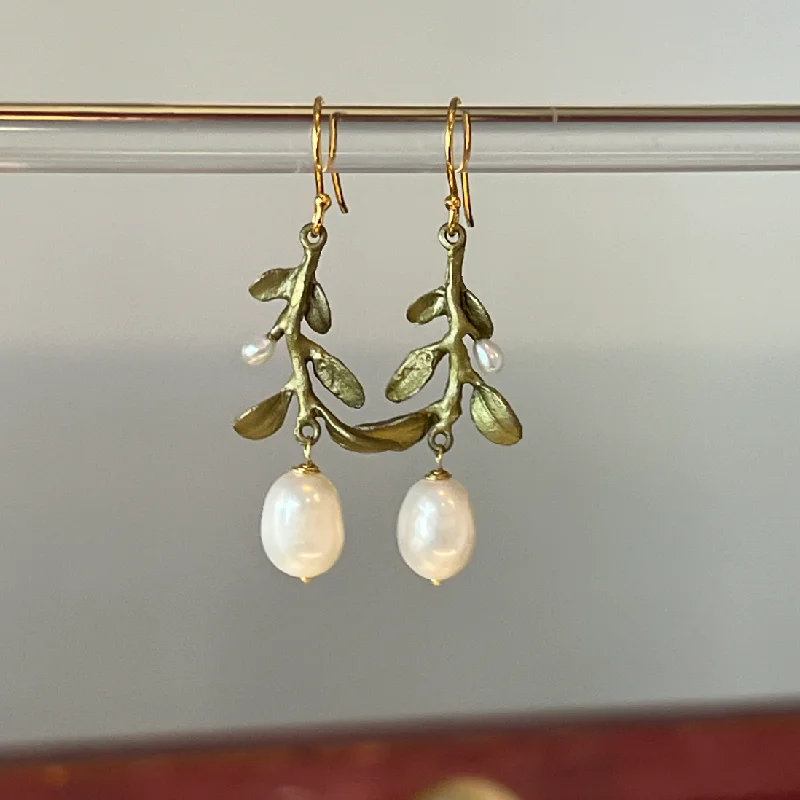 Sustainable wood drop earrings for eco-friendly fashion -Victorian Vine Drop Earrings