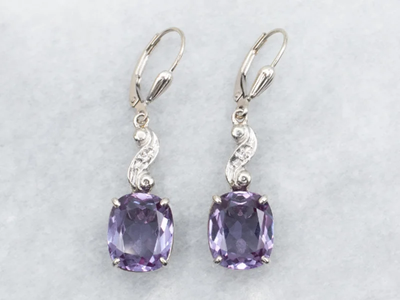 Playful tassel drop earrings adding movement and fun -Synthetic Alexandrite and Diamond Drop Earrings