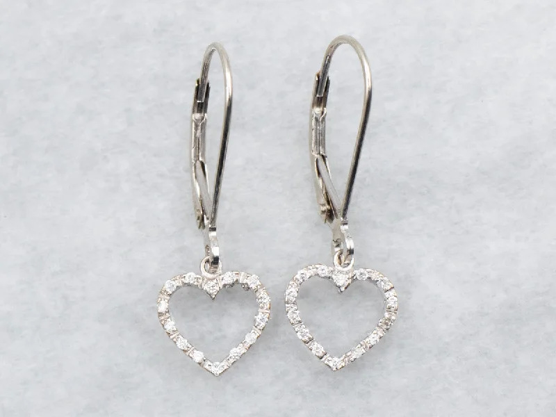 Classic trilogy drop earrings with three-stone elegance -Heart Shaped Diamond Drop Earrings