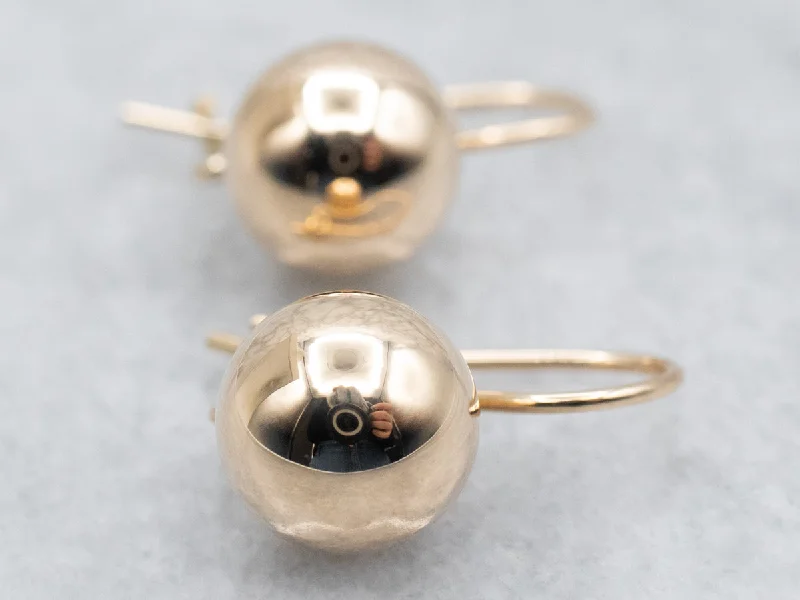 Hand-forged drop earrings showcasing raw metal beauty -Polished Gold Ball Drop Earrings