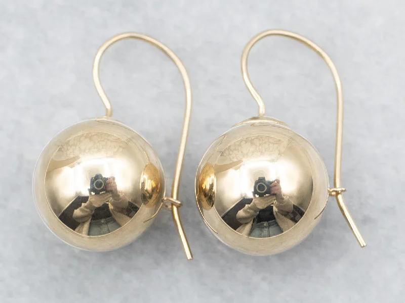 Subtle moonstone drop earrings for soft lunar elegance -Yellow Gold Ball Drop Earrings