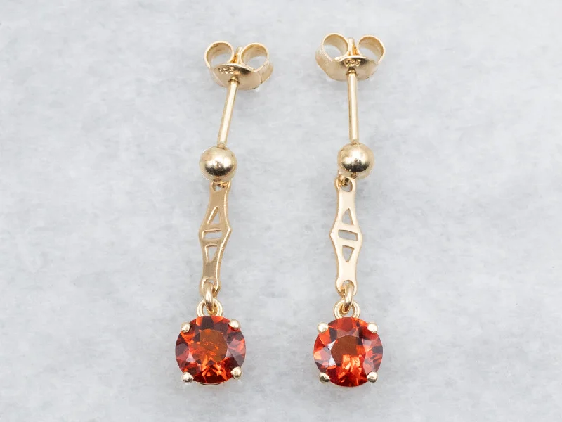 Intricate pave drop earrings glittering with tiny gems -Gold Citrine Drop Earrings