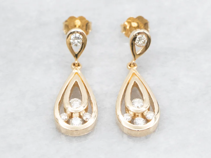 Oversized statement drop earrings for eye-catching events -Teardrop Shaped Diamond Drop Earrings