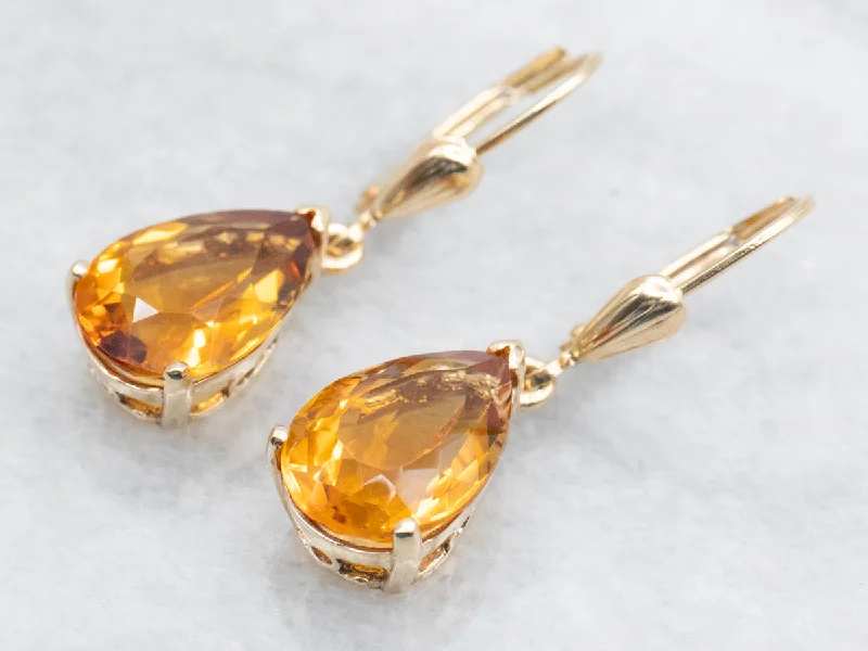 Delicate wire drop earrings for handmade subtle charm -Golden Citrine Drop Earrings