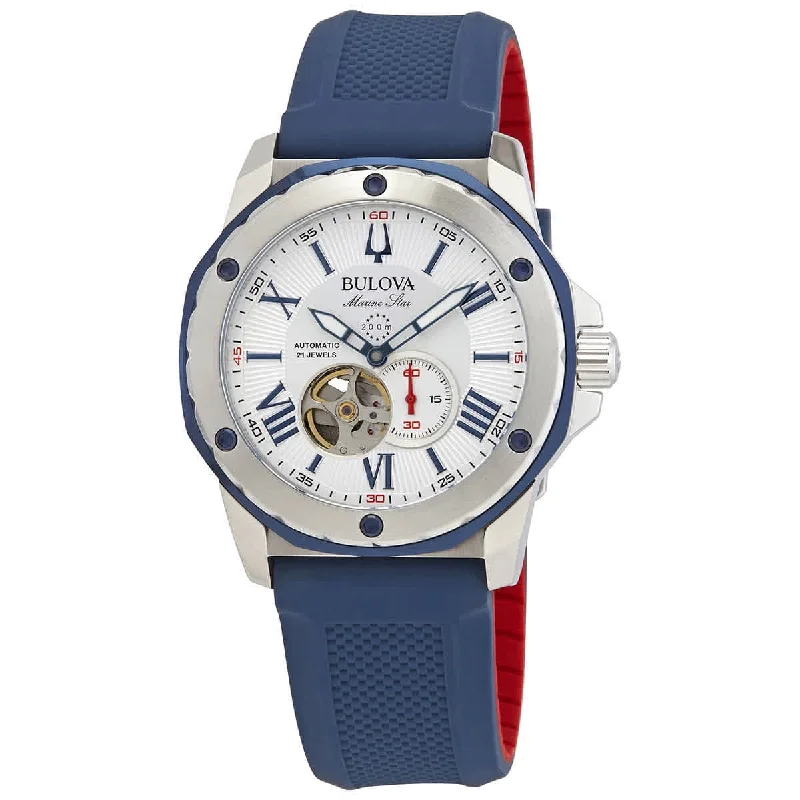 Modern men's watches with square faces and unique designs for a stylish and edgy look -Marine Star Silicone Automatic Mens Watch