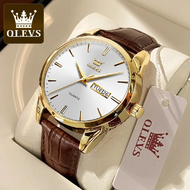 Fashion-forward men's watches with large faces and bold numbers for a strong style statement -Mens Leather Watches Large White Dial Watches for Men Analog Quartz Watches Men Brown Leather Strap Watches Mens Day Date Watches Waterproof Watches for Men Calendar Watches Relojes Para Hombre