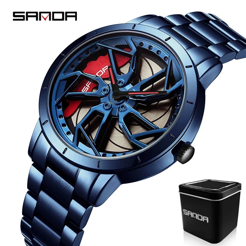 Men's watches with intricate detailing on the dials for a luxurious and stylish finish -P1086 2023 New Fashion Hub Custom Design Sports Car Rim Waterproof Creative Male Watches Mens Wheel Quartz Wristwatches