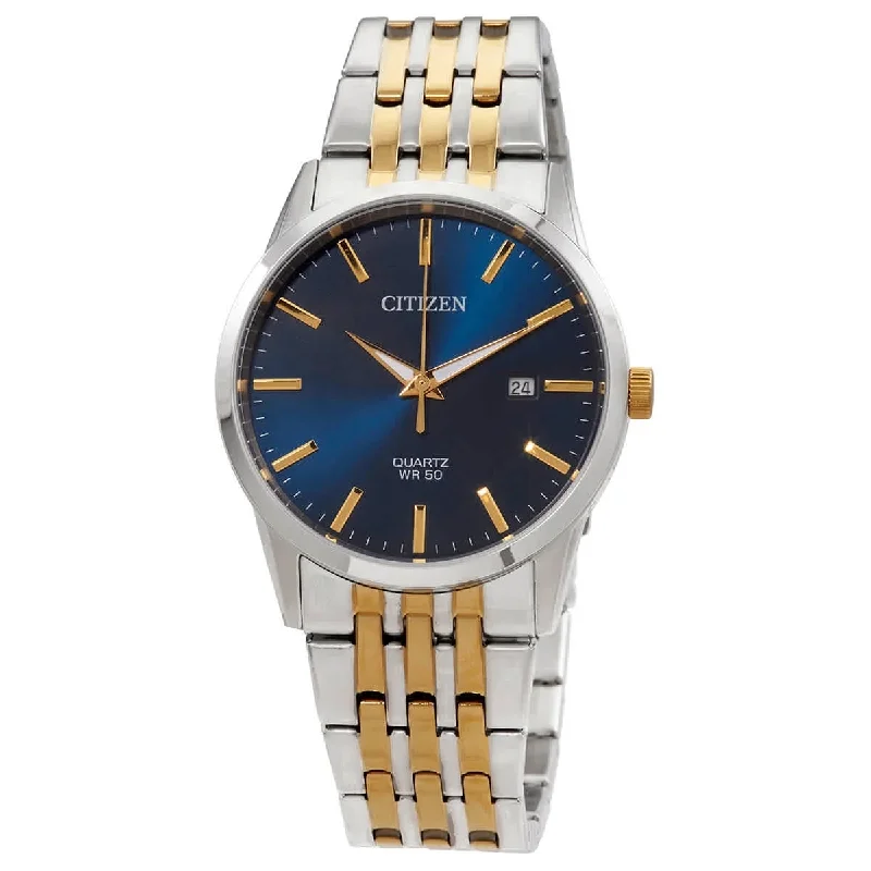 Classic men's watches with a two-tone design and polished steel finish for elegance and sophistication -Quartz Blue Dial Two-Tone Men'S Watch BI5006-81L