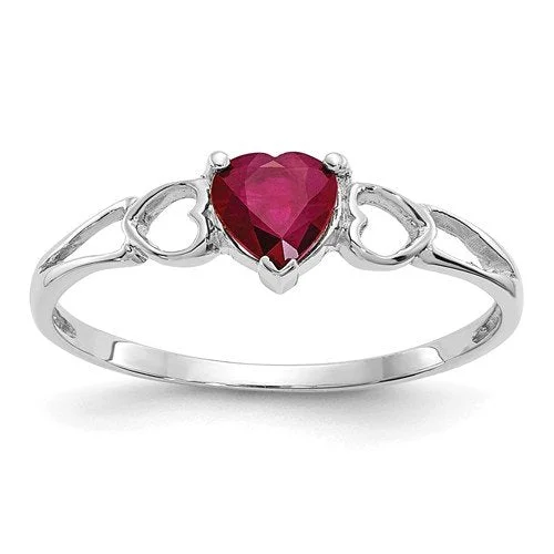 Lively peridot gemstone rings with green spark -10KT GOLD HEART RUBY BIRTHSTONE RING