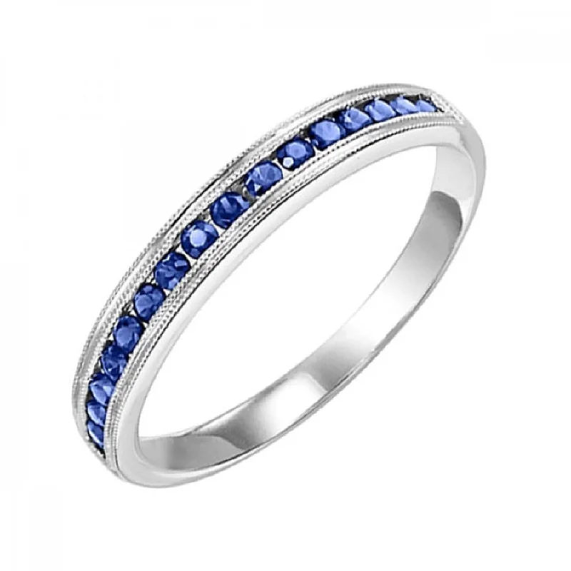 Peaceful sapphire gemstone rings for timeless blue grace -10KT Round Gemstone Stackable Ring