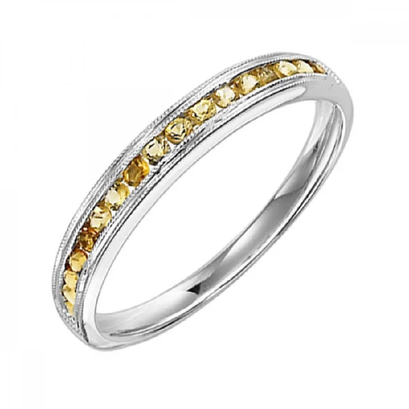 10KT Round Gemstone Stackable Ring- Citrine (November)