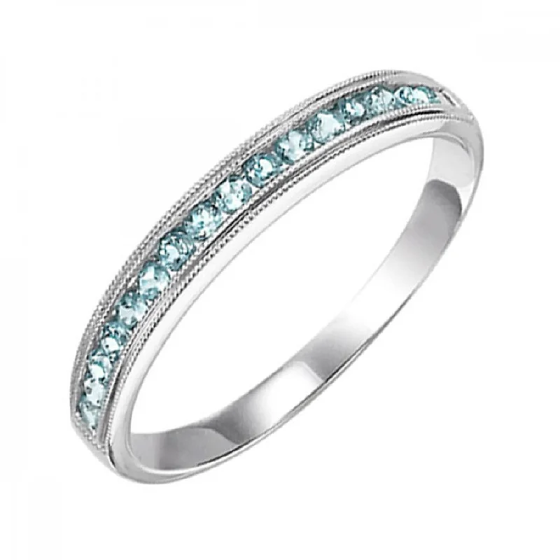 10KT Round Gemstone Stackable Ring- Blue Topaz (December)